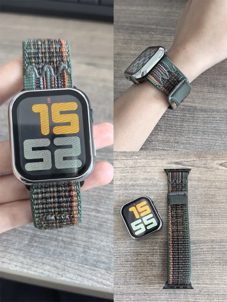 Tali Jam Tangan Sport Loop Nylon untuk Apple Watch 49mm 45mm 44mm Gelang Anyaman iWatch S10 9 8 7 6 5 4 3 se2 Ultra 2 46mm 41mm 42mm