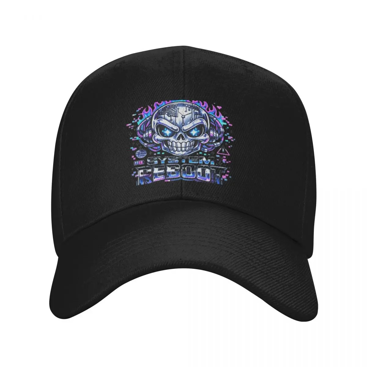 Fashion System Reboot Cyber Skull Y2K Techcore Graphic baseball cap Fishing Hat Men