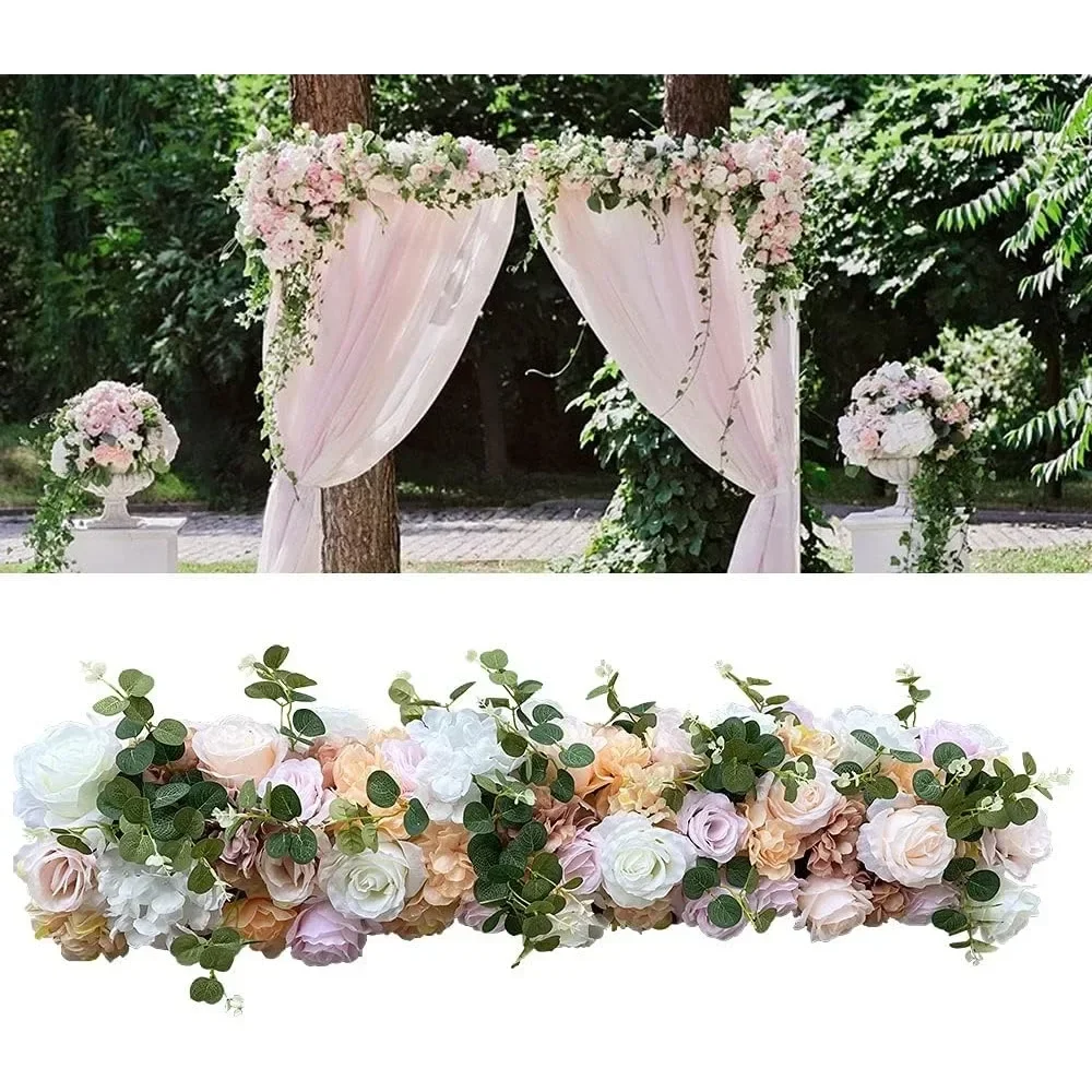 Artificial Flower Panel Artificial Silk Rose Flower Row Artificial Flowers Fake Flower Arrangement Wall Runner Rose Panel