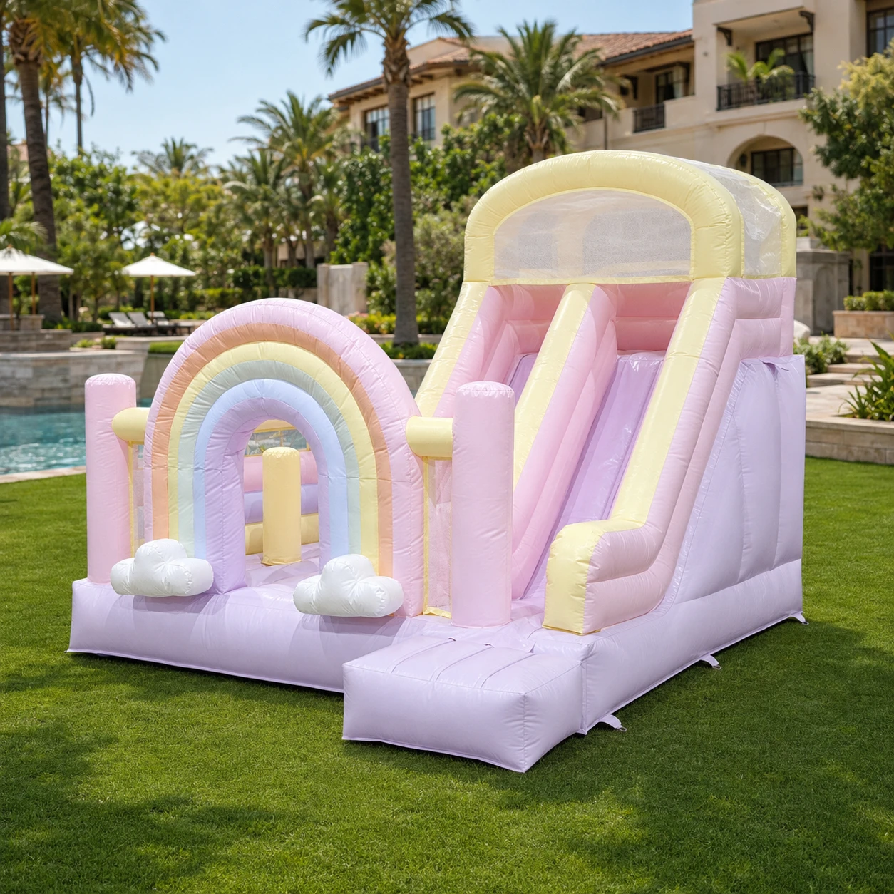 Princess-themed rainbow inflatable trampoline and slide, thickened PVC inflatable castle