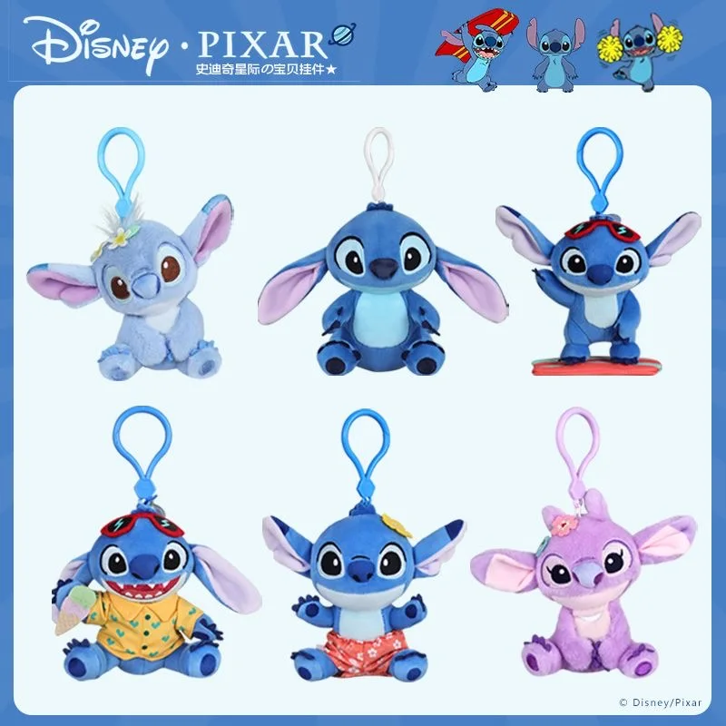 حقيقية غرزة ألعاب من نسيج مخملي قلادة سلسلة Potdemiel ديزني لطيف الكرتون غرزة دمية المفاتيح حقيبة طالب قلادة الفتيات دمى هدايا