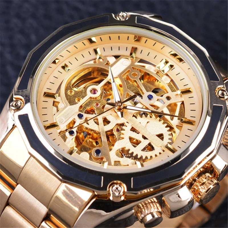 Fashion Business Dress Mens Watches Brand Luxury Gold Design Automatic Skeleton Mechanical Watch for Men E -commerce Watch