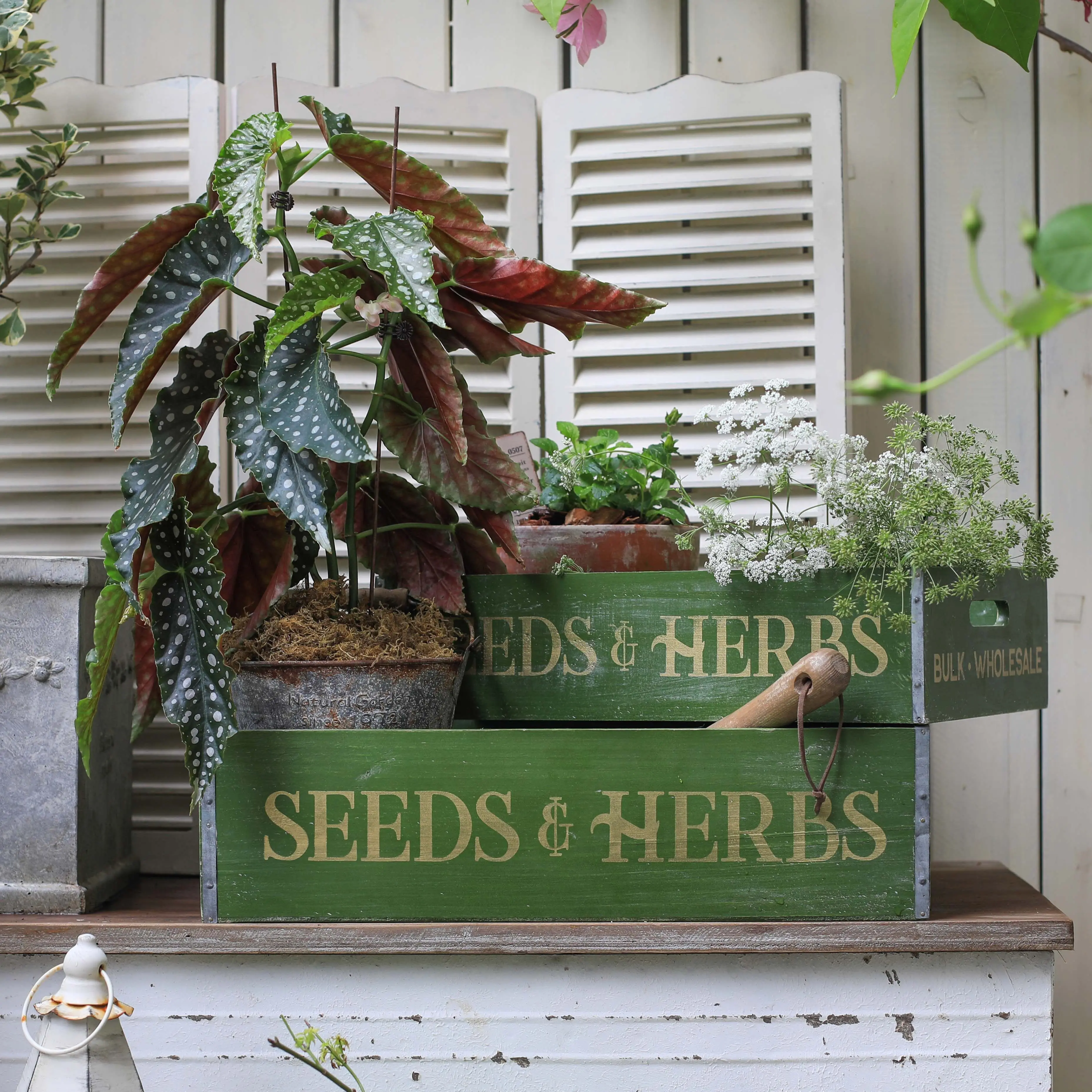 Sendeyuan Woodcraft Garden Flower Pot Flower Basket Storage Box Tool Basket Retro Nostalgic Decoration Ornament Home Decoration