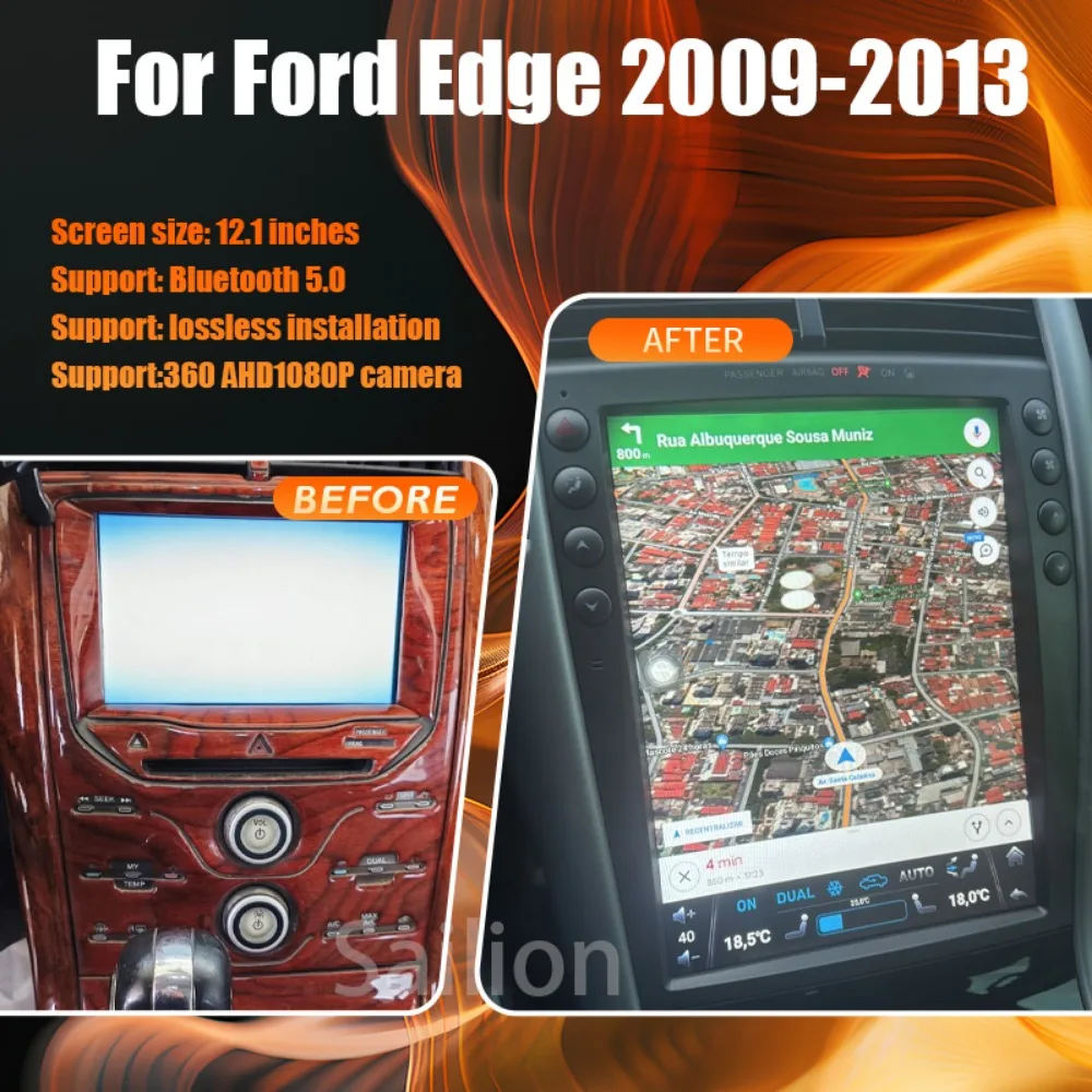 Android 15 Car Radio For Ford Edge 2009-2013 Tesla Automotive Multimedia Carplay Auto WIFI Bluetooth Stereo 4G 2Din Head Unit