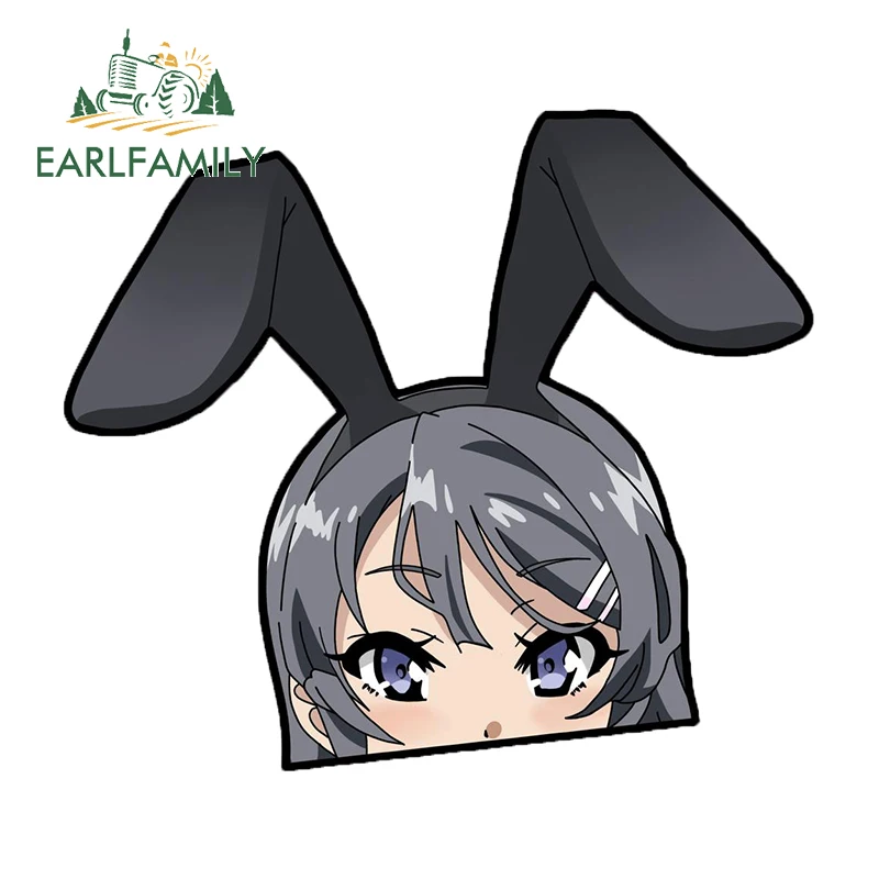 

EARLFAMILY 13cm For Bunny Girl Senpai Peeker Anime Car Stickers Sunscreen Decal Laptop RV Campervan Windows Waterproof Decor