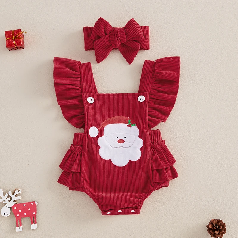 Christmas Baby Girl Outfit Newborn Santa Bubble Romper Infant Jumpsuit Xmas Overalls Christmas Cute Clothes