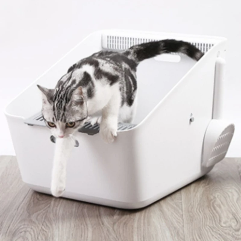 

Electric deodorizing litter box Baby cat toilet splash proof semi-enclosed litter box large Kitty supplies