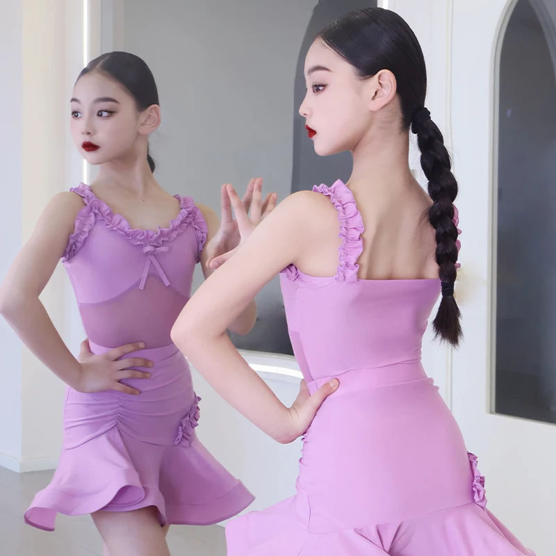

2025Latin Dance Training Costume Girl New Children's Performance Costume Competition Regulations Latin dance dress