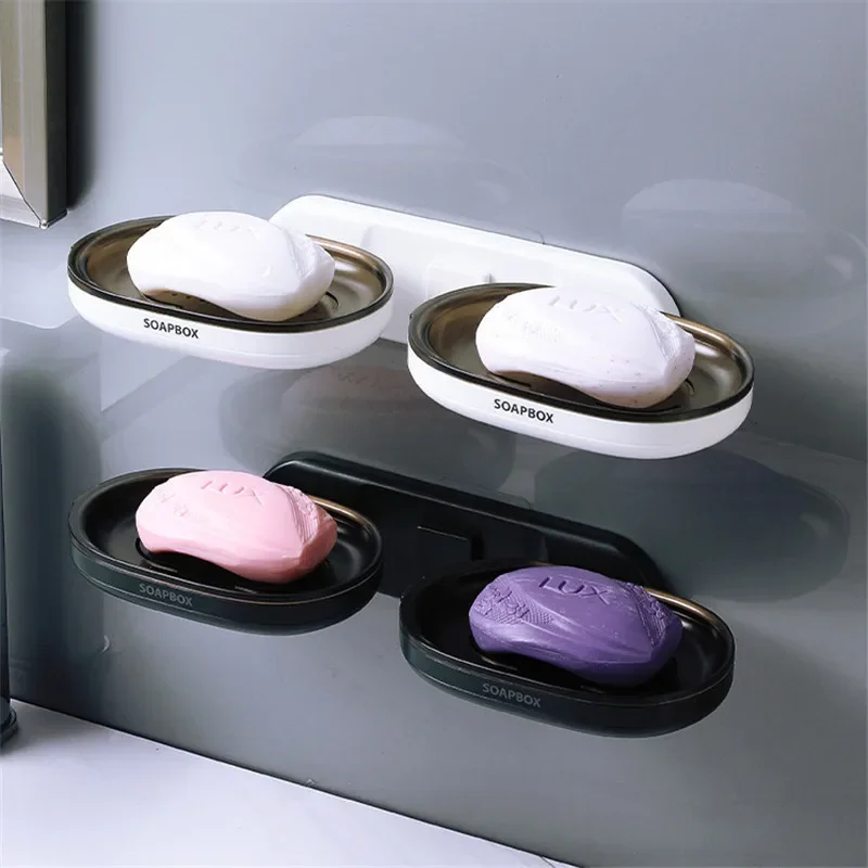 

Soap Rack Toilet Wall Mounted Non Perforated Box Household Creative Double-layer Drainage Holder