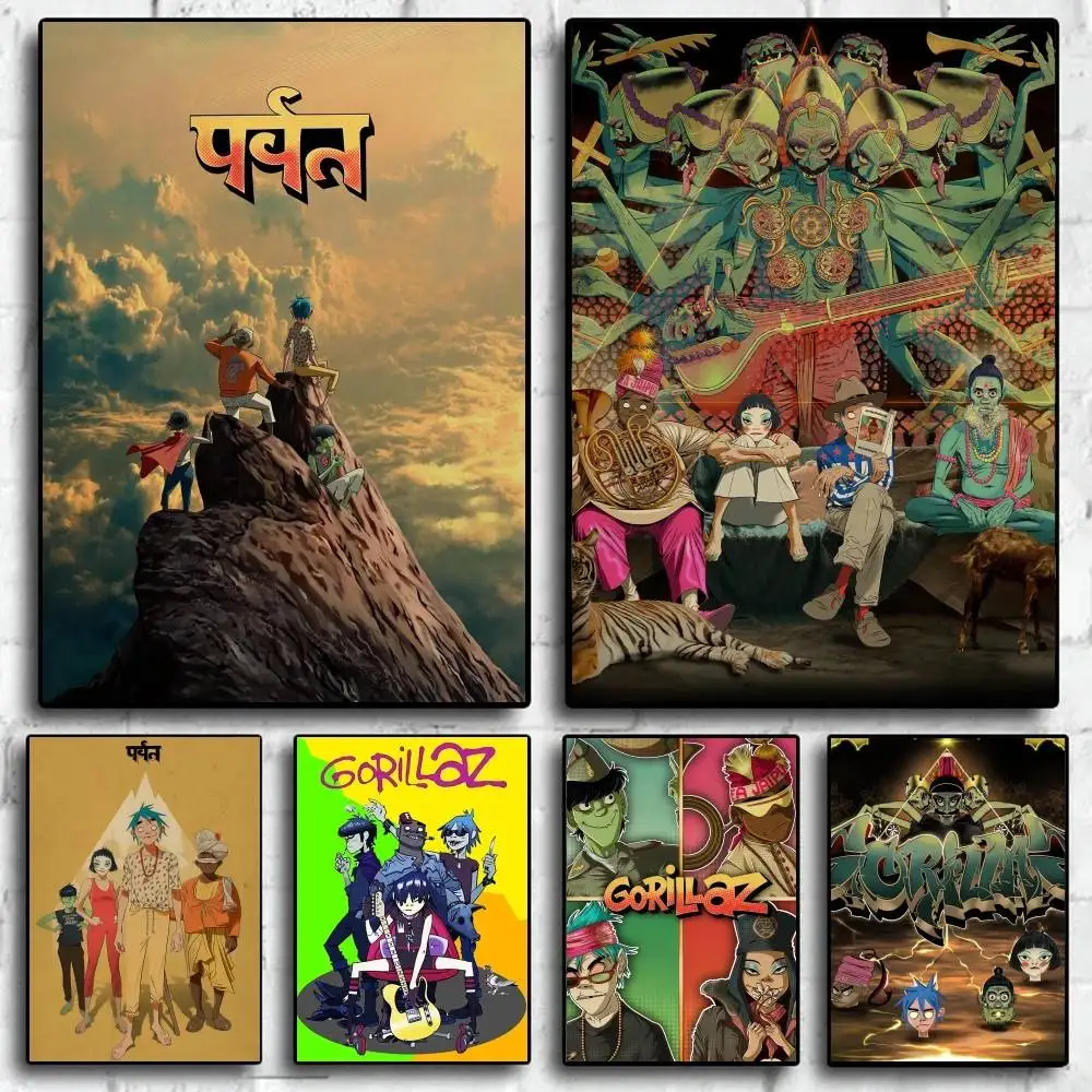 band G-gorillaz The Mountain  High-End Fashion POSTER sticker For Living Room Entryway Luxury Home Decor