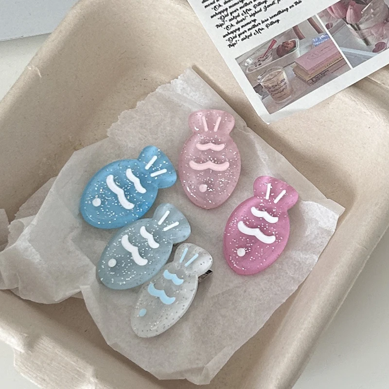 1/2Pcs Colorful Transparent Jelly Color Taiyaki Hair Clip Cute Cartoon Dopamine Side Clip Sweet Headwear Hair Accessories Gifts