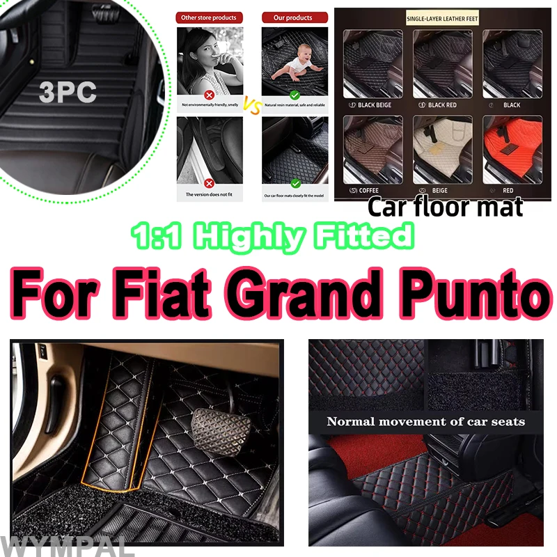 

Luxury Car Floor Mats For Fiat Grand Punto Project 199 2005~2009 3door Para Carro Car Mats Car Accessories full set interior