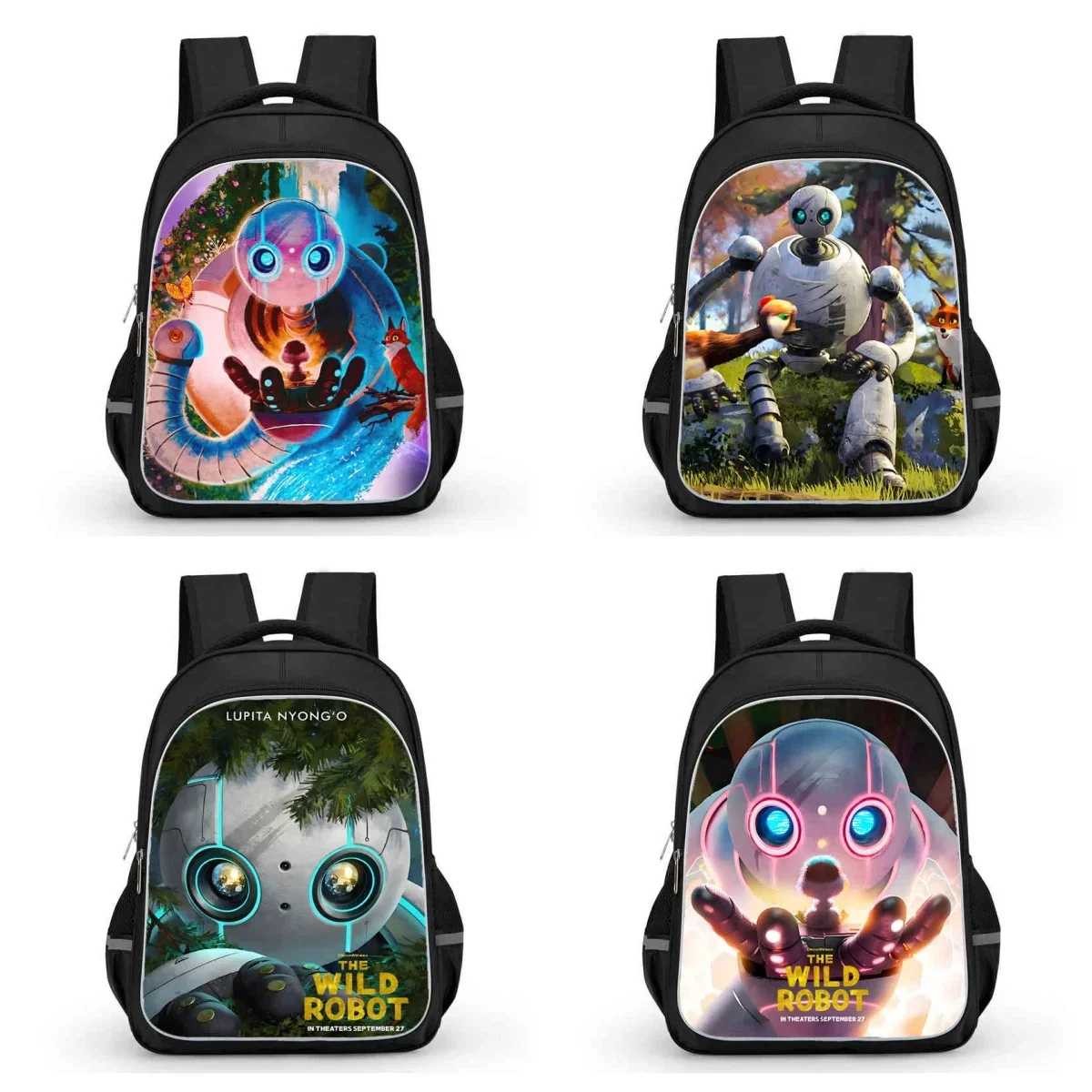 

16- in Wild-R-Robot Child School Backpack with Double Zipper Pocket,Cartoon Bags for Boys Girls,Kids Backpack for Pupil Students