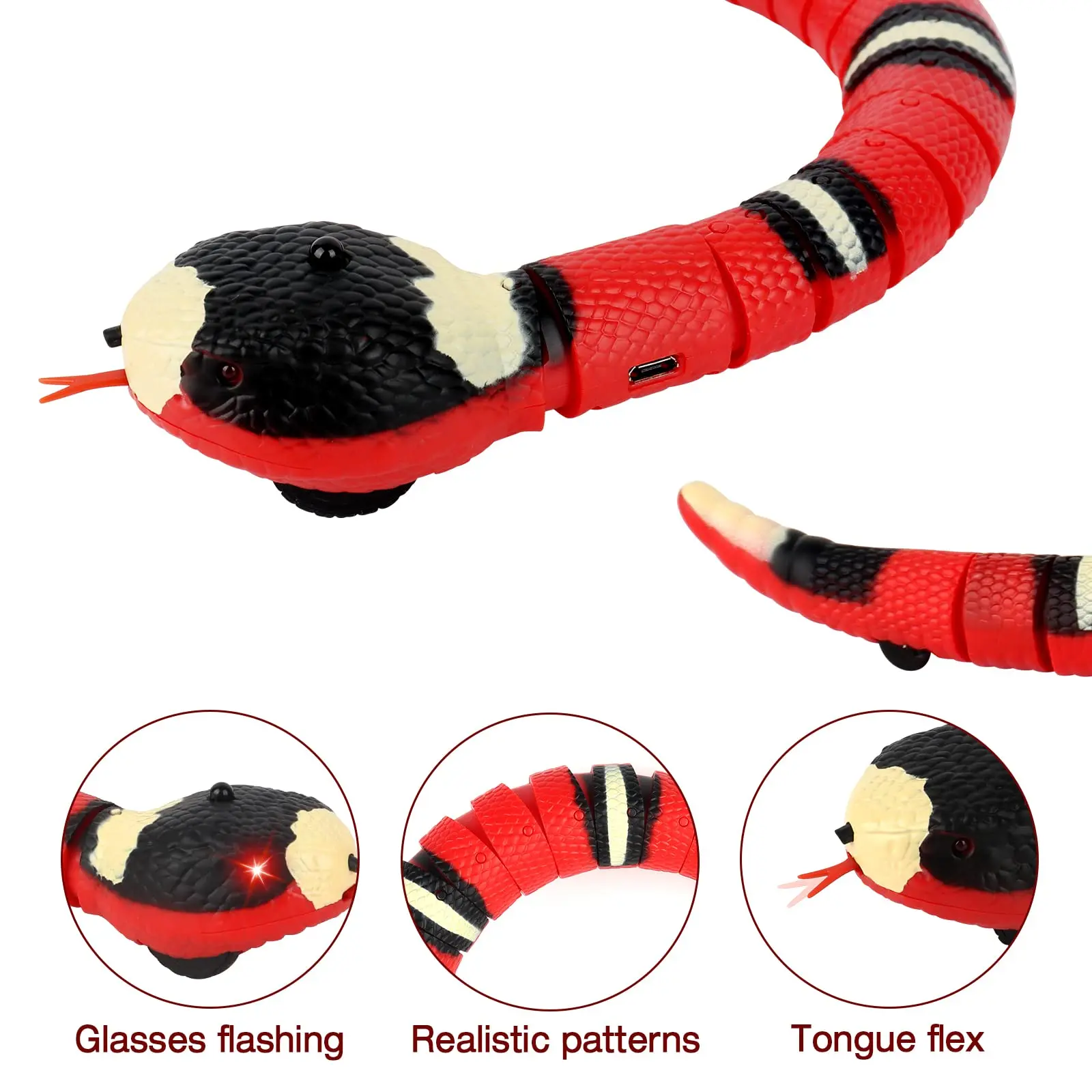 Electric Snake Toy, Smart Sensing Snake Toy, Intelligent Snake Toy, USB Charging for Prank, Children, Pets Interactive Toy