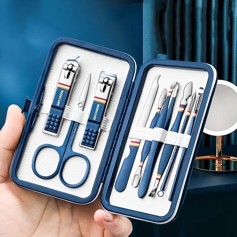 New 9-19pcs/set Nail Cutter Set Stainless Steel Nail Clippers Set With Folding Bag Manicure Kits Scissors Makeup Beauty Tool