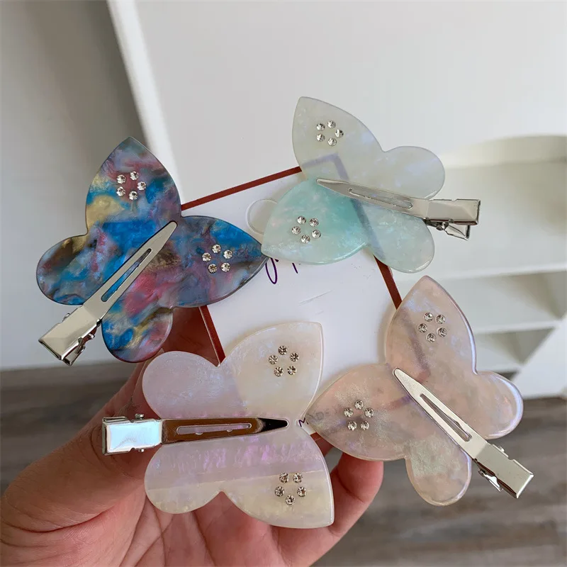 

Little Fresh Butterfly with Diamond Edge Clip Sweet All Match Girl Broken Hair Clip Delicate Hairpins Hair Accessory for Women