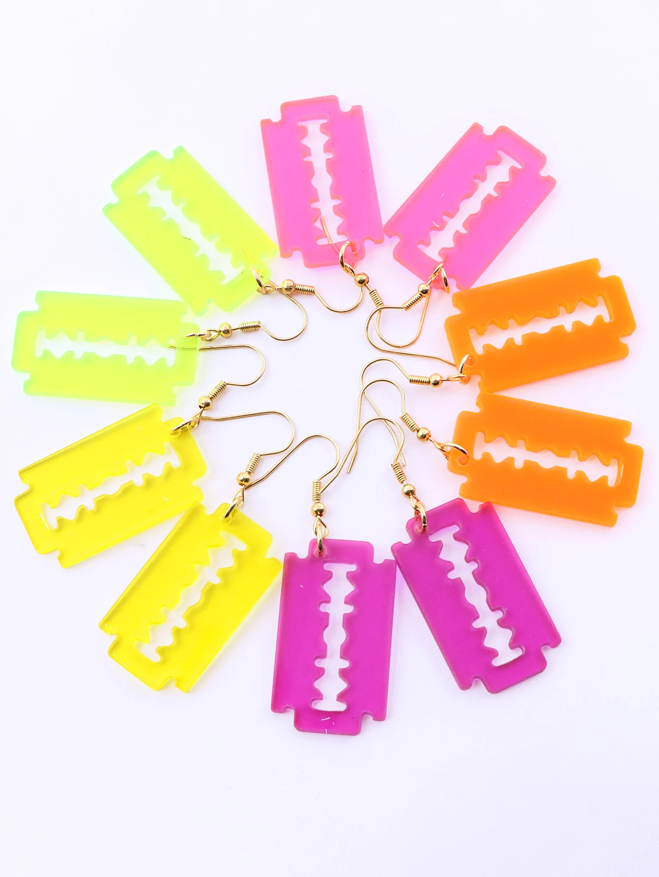 Acrylic razor drop light weight neon colors earring