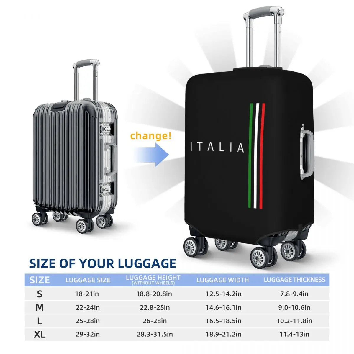 Funny Italy Flag Luggage Cover Protector Dust Proof Italian Proud Travel Suitcase Covers