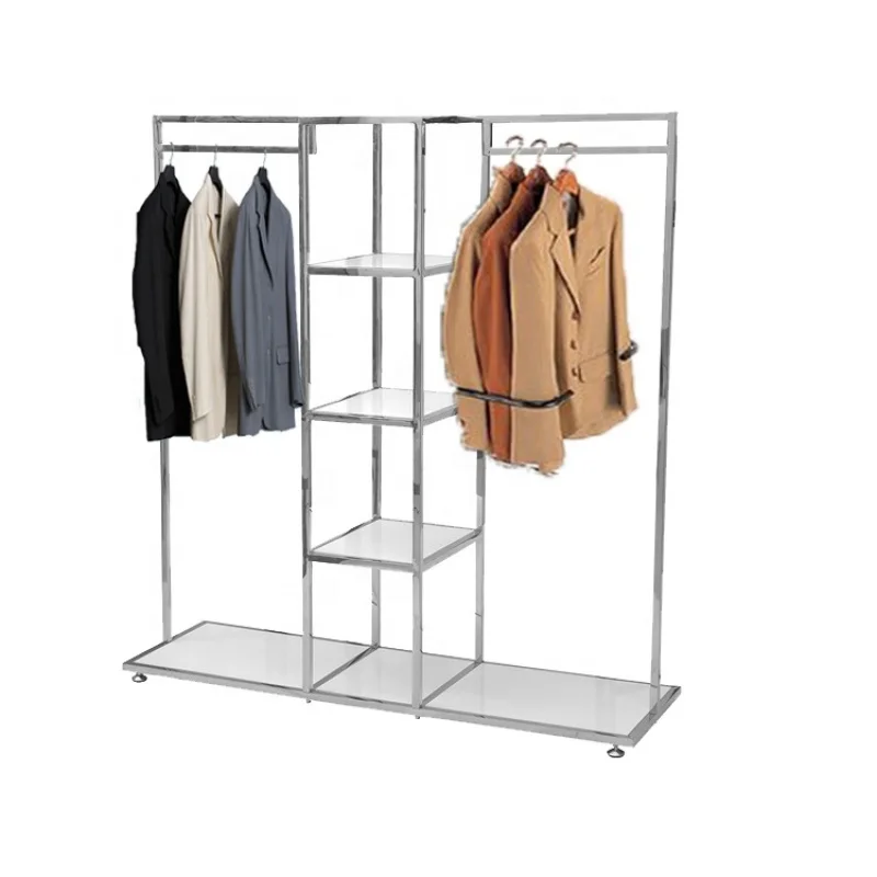 

Custom, Man Clothes Shop Display Fixture Stainless Steel Display Stand