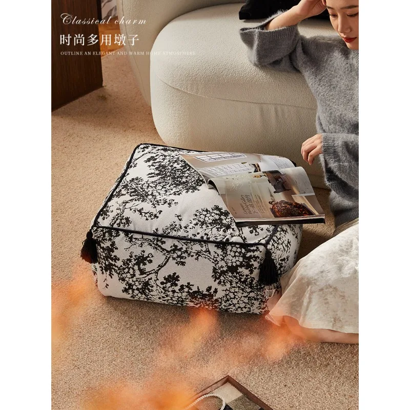 

New Chinese black and white French futon floor cushion living room sofa thickened bay window sitting squatting lazy sitting low