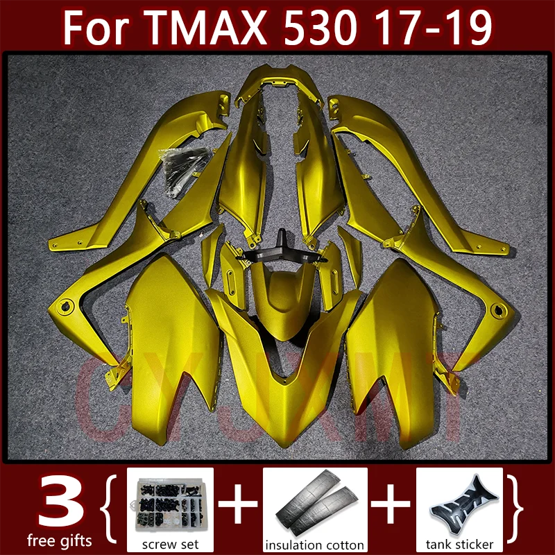 Kit de carrocería de carenado de motocicleta para Yamaha TMAX 530 2017 2018 2019 conjunto de paneles de carenados tmax530 17 18 19 cubierta de carrocería amarilla dorada