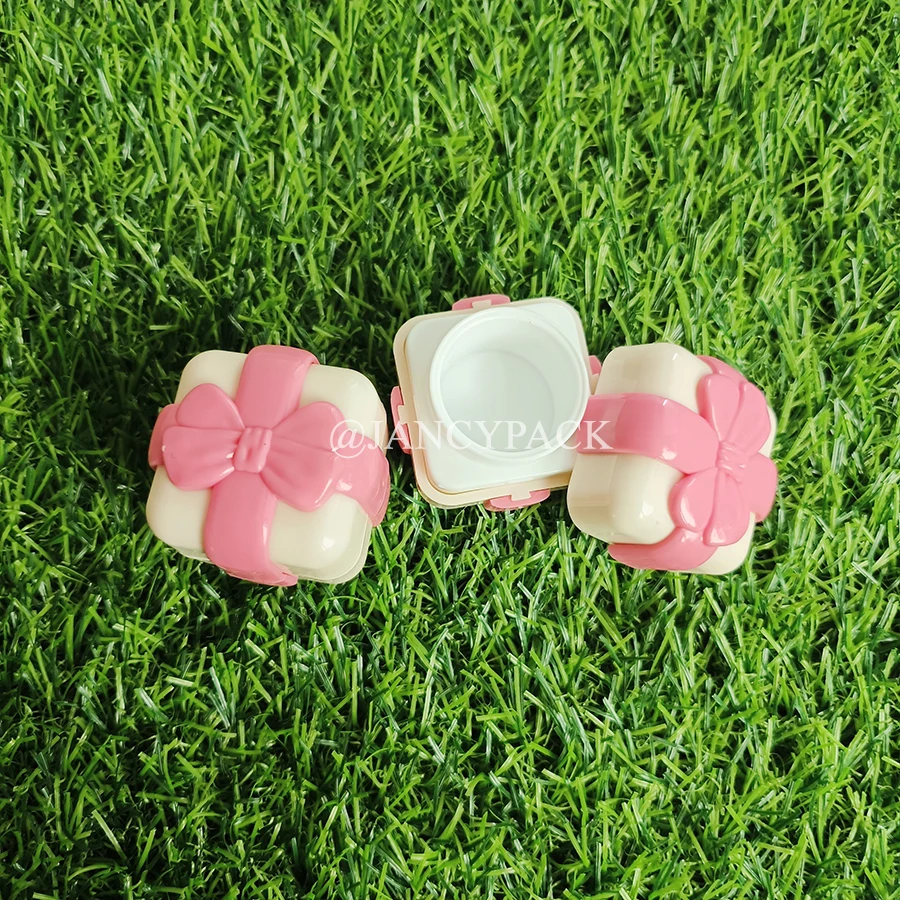 5g Roze Strik Cap Lege Lippenbalsem Pot Scrub Container Vierkante Cosmetische Lip Scrub Container Oogcrème Potten Make opbergdoos