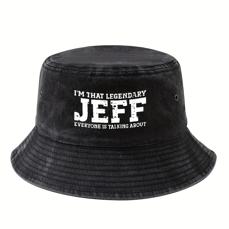 قبعة صياد السمك بنمط طباعة JEFF الأسطوري من I'm Than، قبعة صيد كلاسيكية كلاسيكية للجنسين، للسفر والتخييم في الهواء الطلق