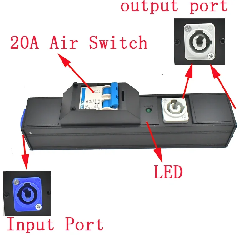 Aluminum Box powercon Enclosure NAC3MPA NAC3MPB Aviation socket for Stage Light LED Connector 20A/250V Air Switch