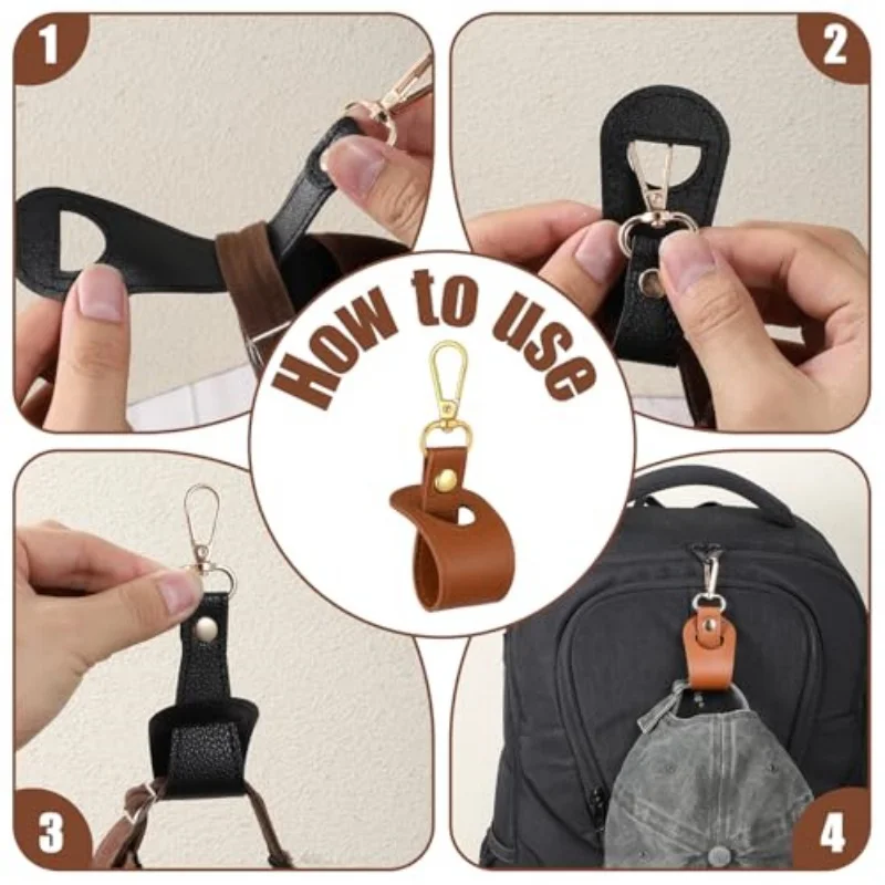 مشبك قبعة للسفر موفر للمساحة مشبك قبعة للسفر من جلد البولي يوريثان بدون استخدام اليدين حامل قبعات السفر للبيسبول قبعات ذيل حصان #5