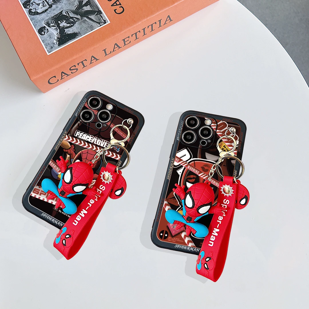 For Motorola Moto Edge 50 30 E22 32 20 G24 G 14 84 G Style 13 53 73 22 32 42 52 62 72 Deadpool SpiderMan Case With Keychain