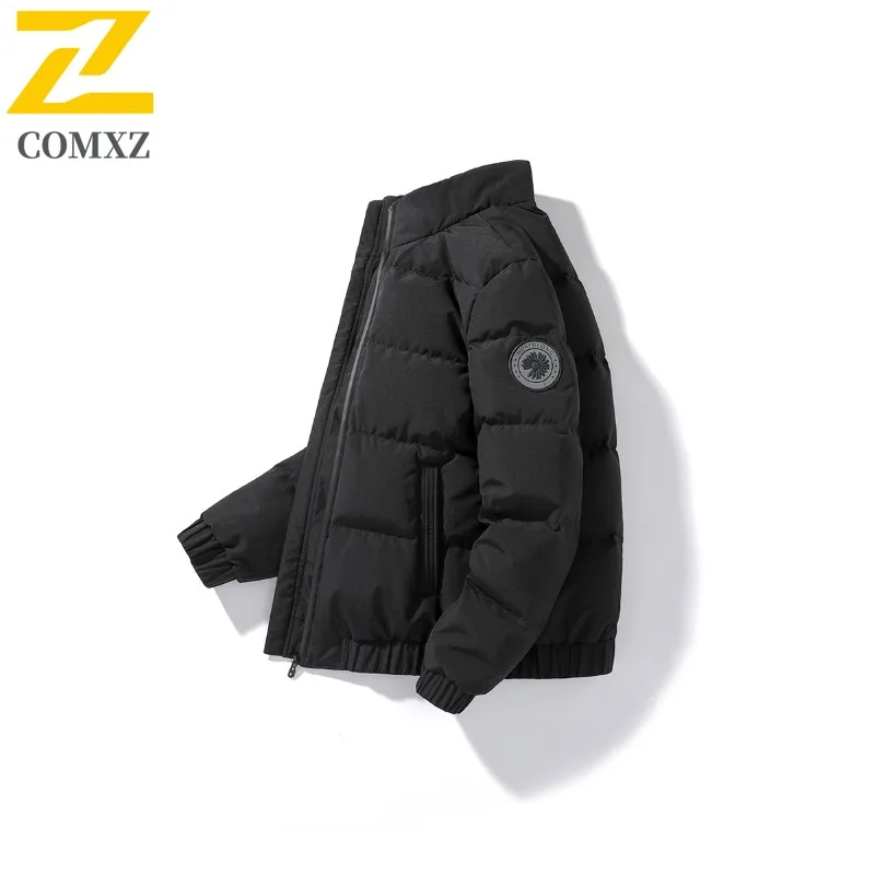 COMXZ Autumn Winter New Fashion Men Stand Collar Coat Lightweight Down Jacket Casual Versatile White Duck Down Thickened Thermal