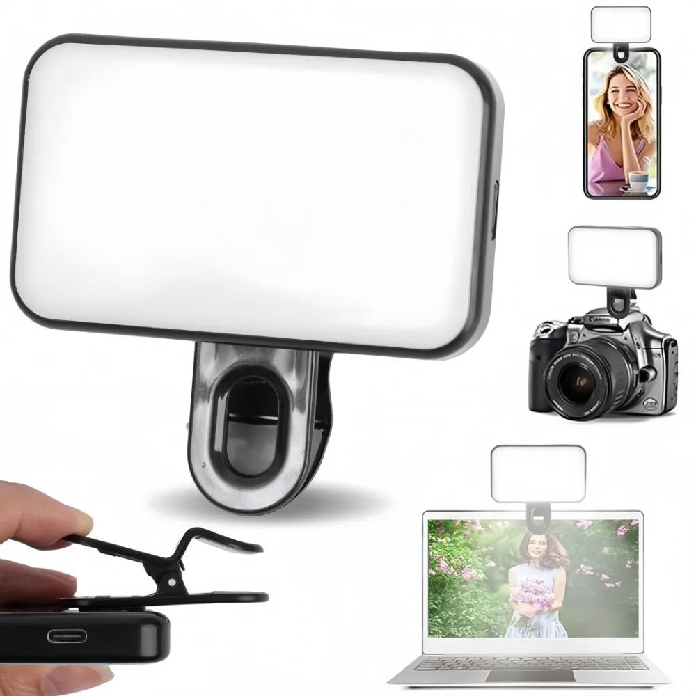

3 Modes Adjustable Selfie Fill Light Universal Photography Makeup Lamp Clip-on Live Stream Lamp Portable Pocket LED Selfie Lig