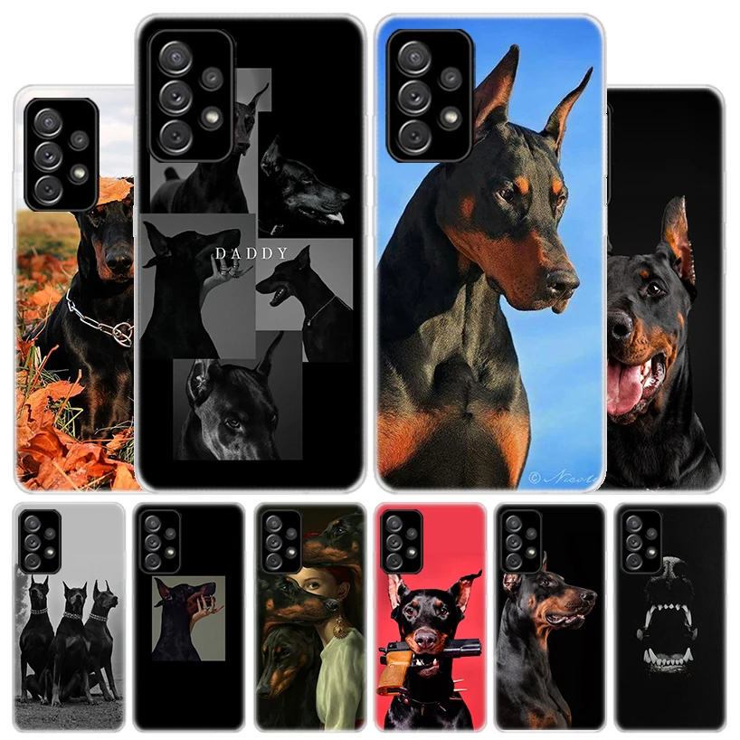 Black Dachshund Doberman Cover Phone Case For Samsung Galaxy A55 A54 A53 A52 A15 A14 A13 A12 A35 A34 A33 A32 A25 A24 A23 A22 A04