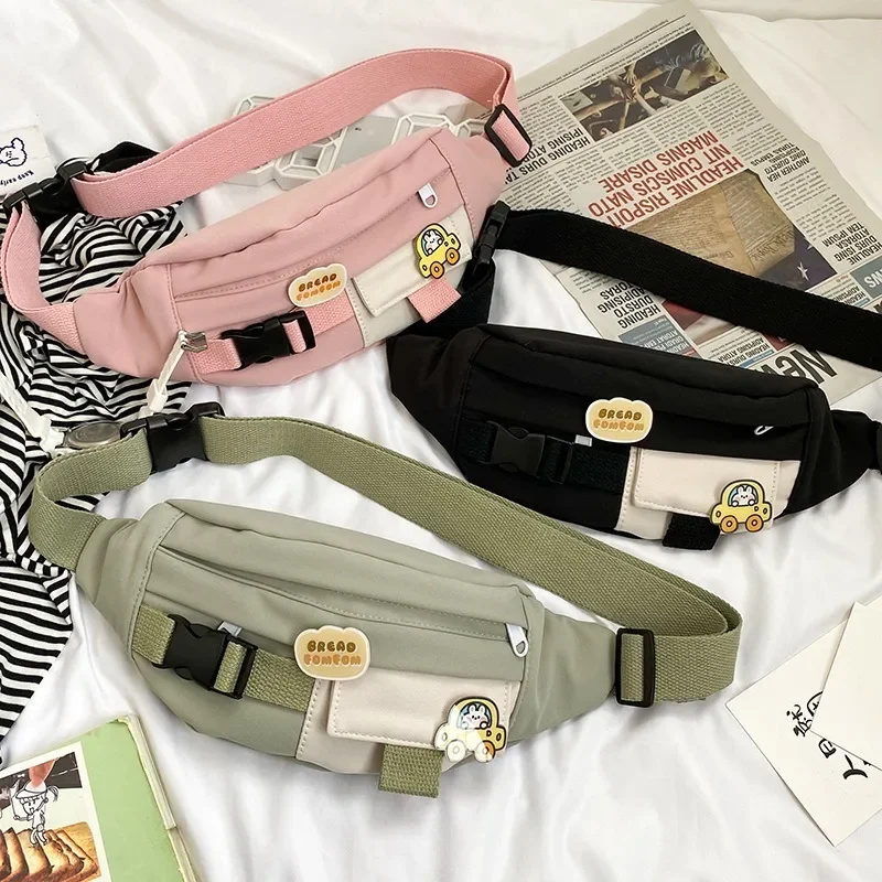 Waist Bags For Women 2023 New Canvas Leisure Solid Color Fanny Pack For Girls Cute Crossbody Chest Bag Belt Waist Packs