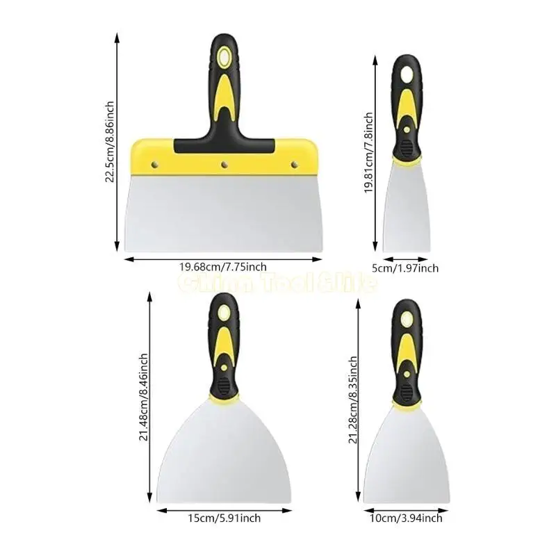 57qf 4pcs из нержавеющей стали, гипсокартонная плата рука, инструмент для хранения скребки скребки скребки