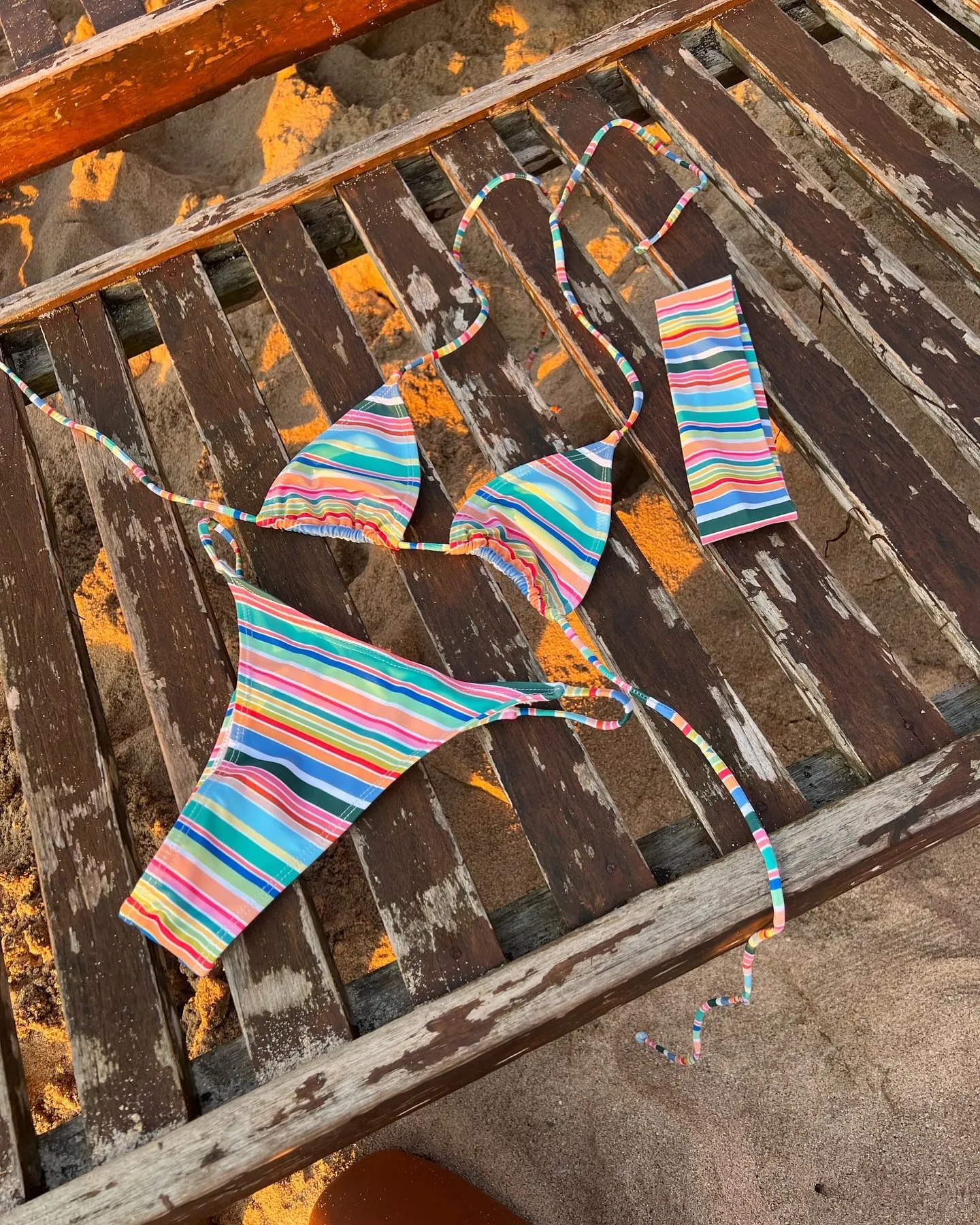 

Модный женский купальник-бикини в полоску, сексуальный пляжный комплект, яркий разноцветный купальный костюм для женщин, пляжная одежда, комплекты для пляжа