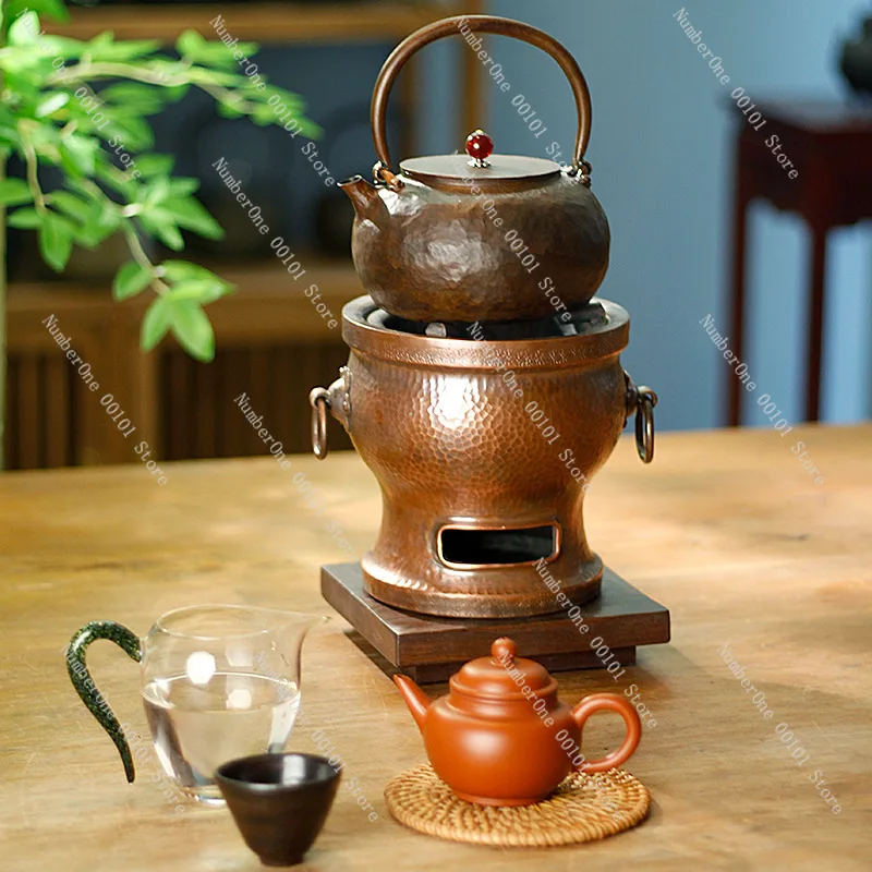 Hand beating household Chinese tea kettle Hammer pattern copper pot Tea set
