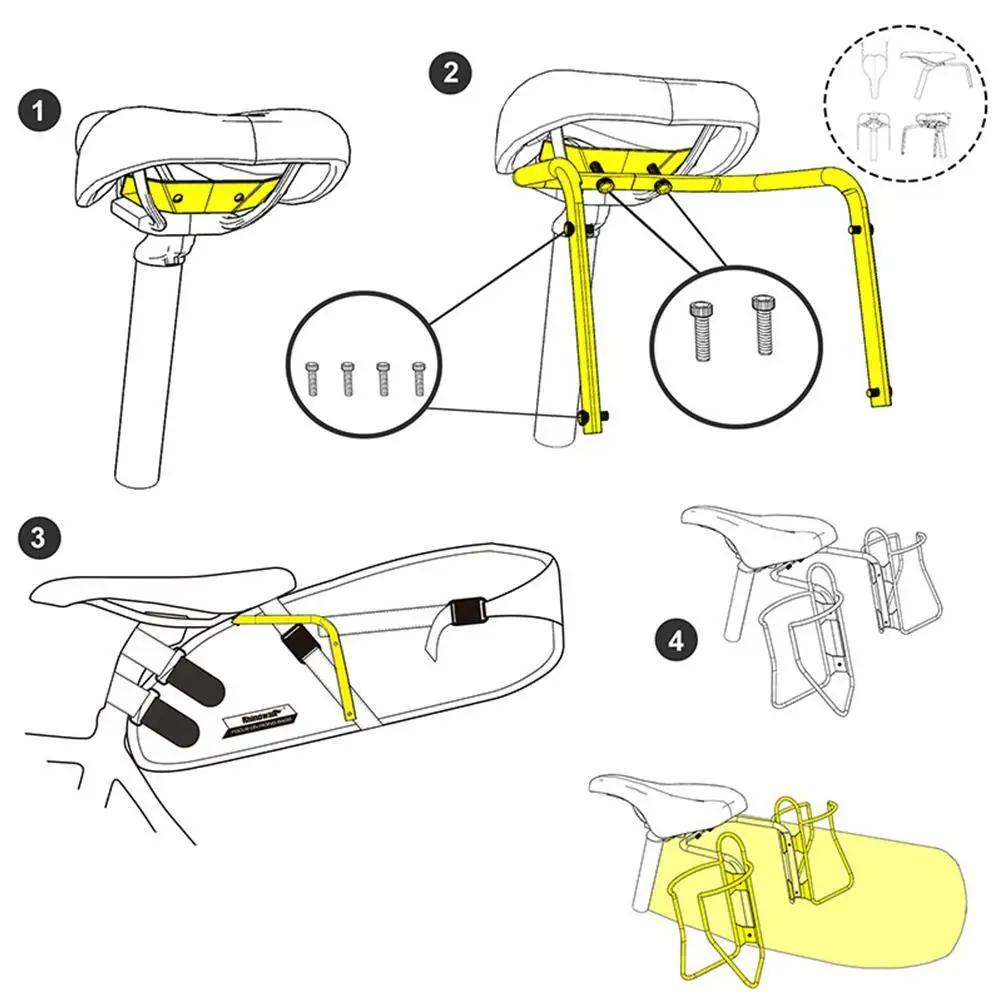 Rhinowalk Bike Saddle Stabilizer Bracket Rear Seat Mounting Bracket Bicycle Luggage Rack Holder Support Shelf Frames Accessories