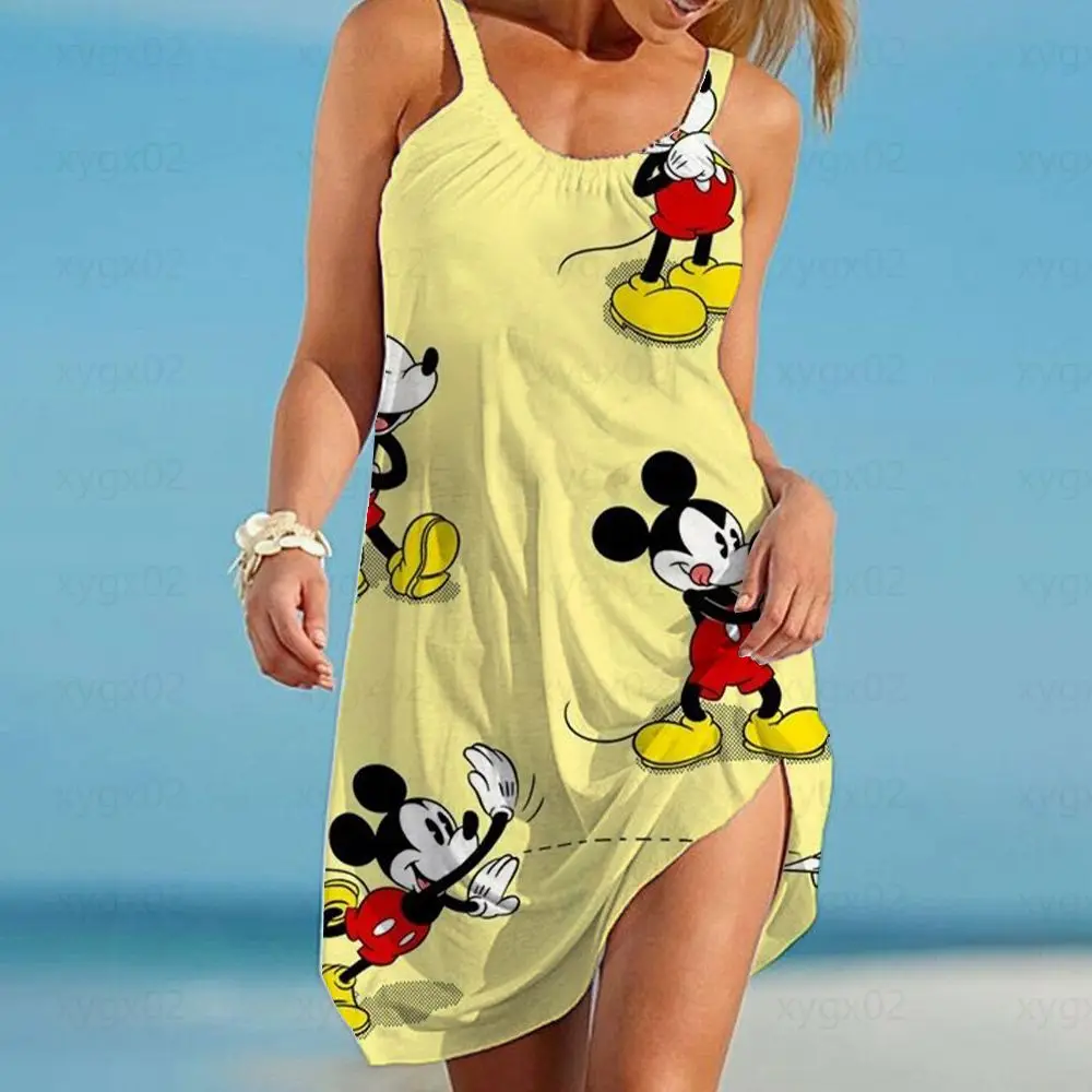 

Boho Women's Dress Sling Minnie Mouse Chic and Elegant Evening Dress Disney Top Sleeveless Dresses for Women 2022 Y2k Printing