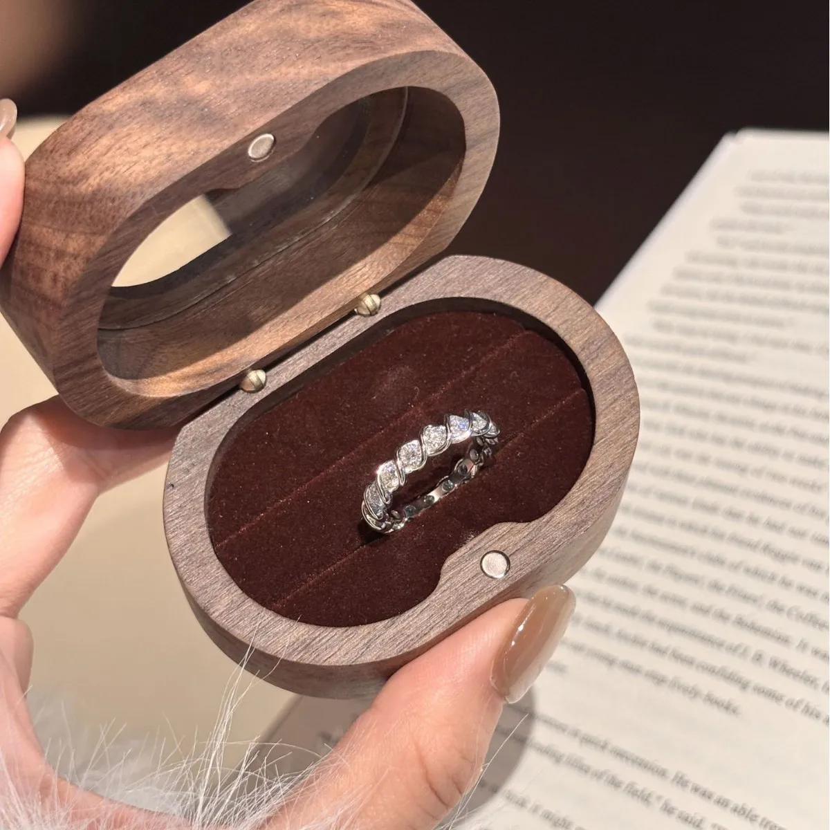 S925 Sterling Silver Twist Eternity Moissanite Ring For Women D Color Fixed Size Stackable Band Jewelry