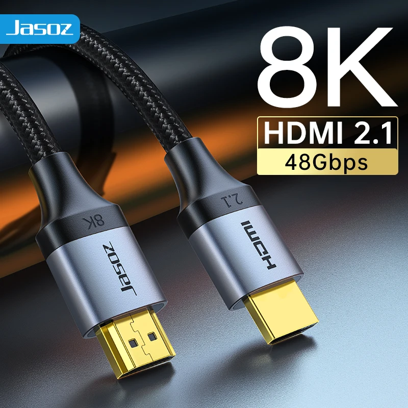 Jasoz HDMI-compatibele 2.1-kabel, 8K@60Hz, 4K@120Hz, voor Xiaomi Mi Box, PS5, Dynamic HDR, Dolby Vision, eARC, 48 Gbps, 8K HDMI 2.1-kabel.