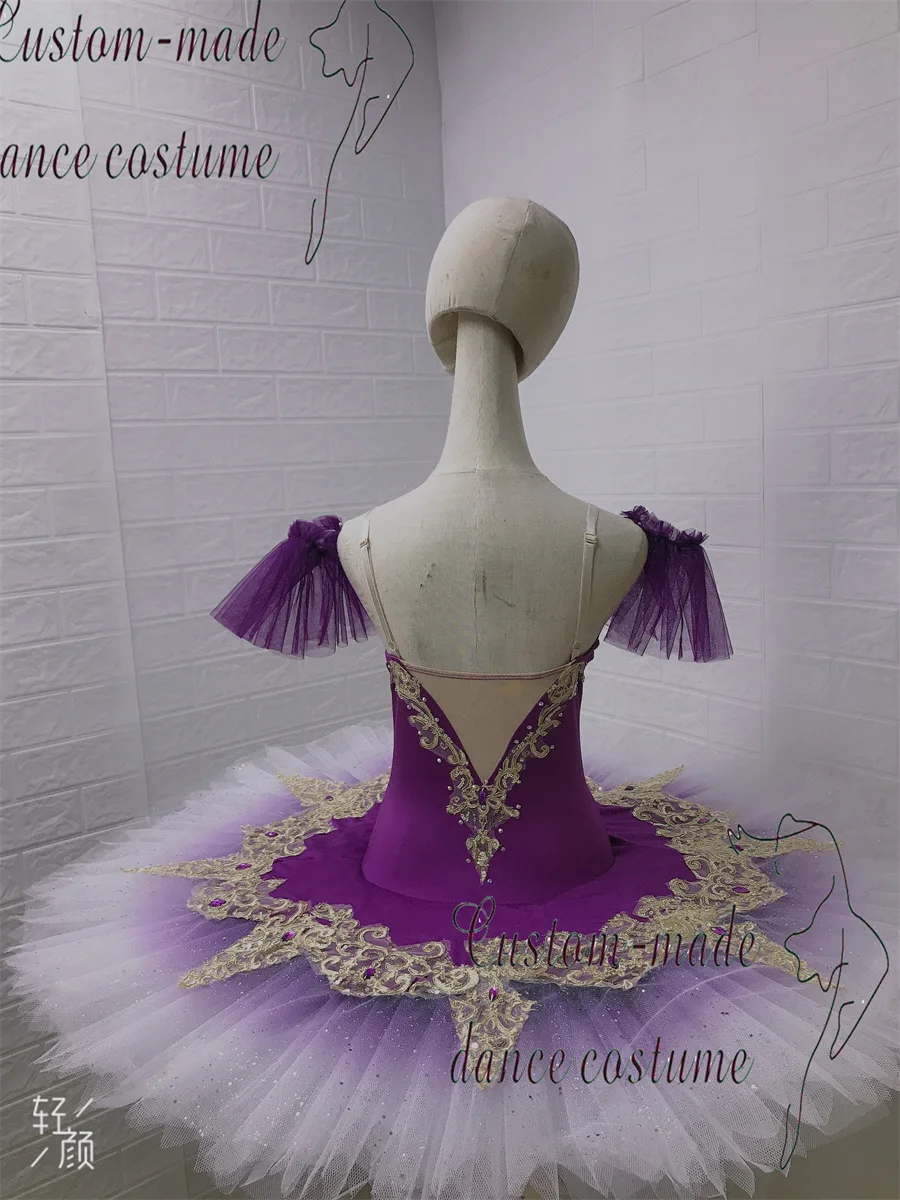 보라색 단순 버전 발레 댄스 짧은 치마. 성인을 위한 전문 클래식 팬케이크 발레 드레스 공연 의상