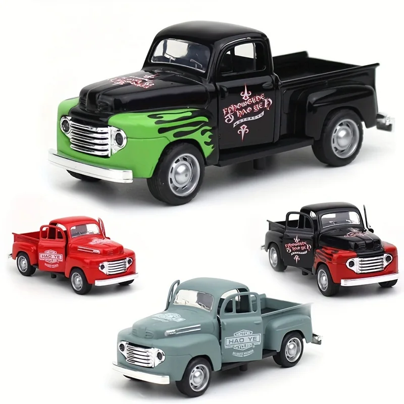 

1:32 Mini Retro Alloy Car Model Off-Road Vehicle Pickup truck Diecast Pull Back Toy Metal Collection Ornament Gift for Children