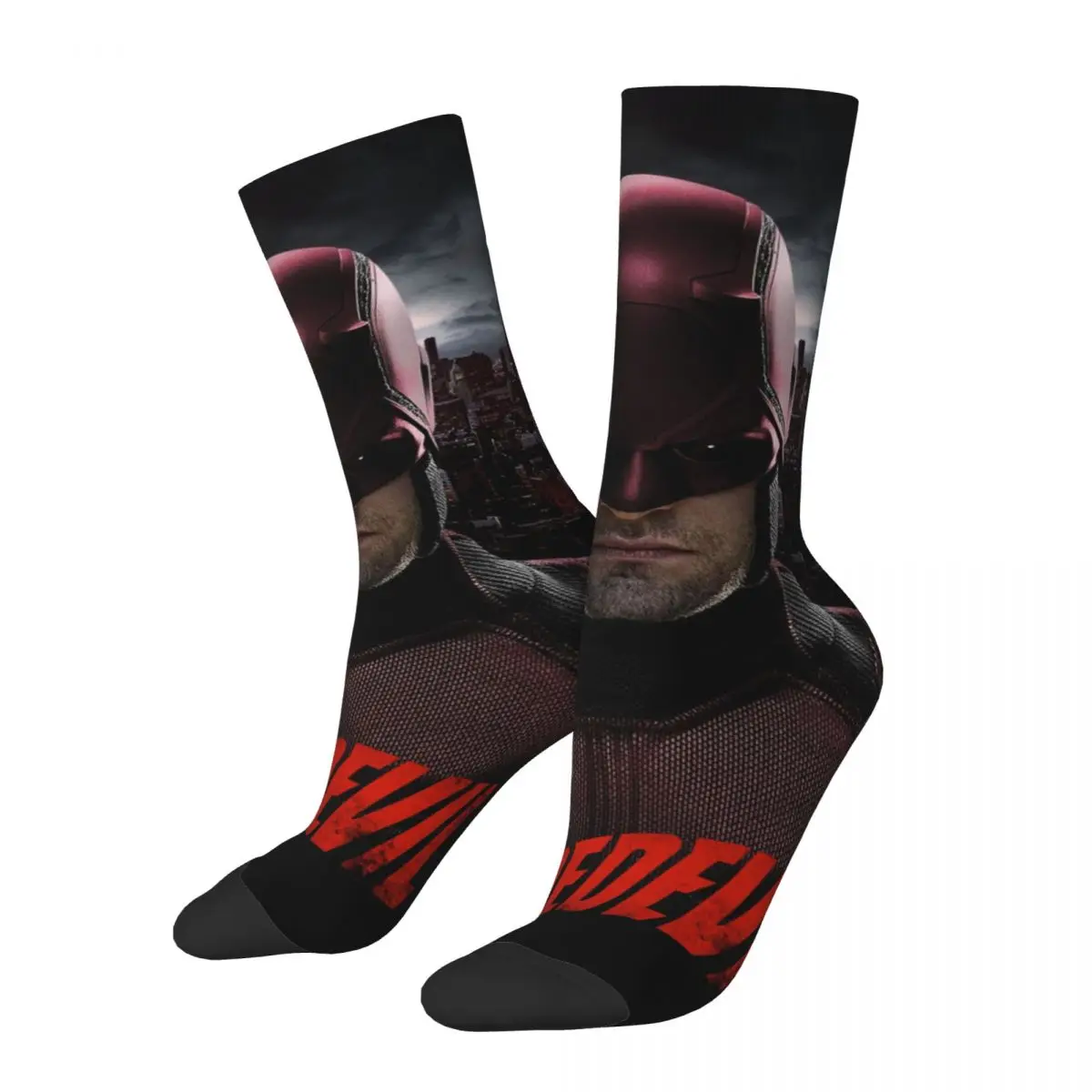 Funny Happy See Men's Socks Retro Harajuku Marvel Daredevil Hip Hop Novelty Pattern Crew Crazy Sock Gift Printed