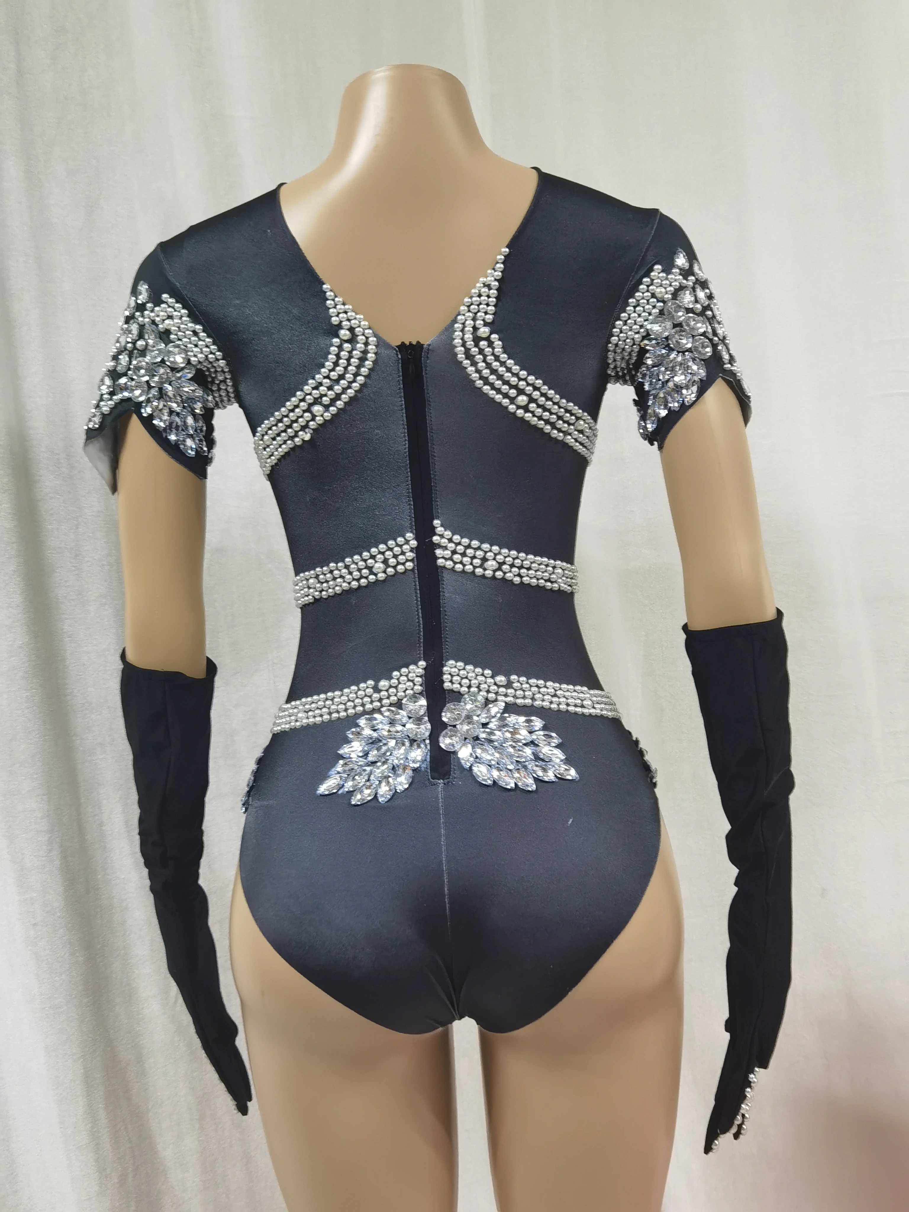 Sparkling crystal beads Skin-tight garment sexy stage performance Skin-tight garment nightclub bar performance dance costumes