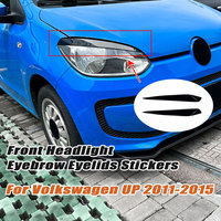 2011-2015 For Volkswagen UP 2PCS Car Front Headlight Eyebrow Eyelids Stickers Glossy Black Lid Trim Lamp Cover Body Kits