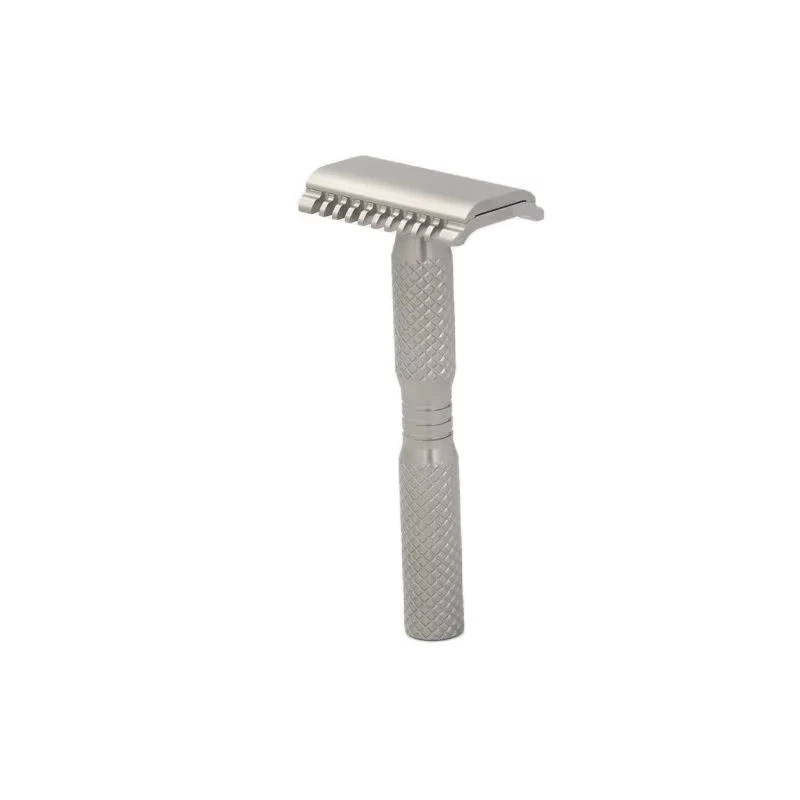 YAQI New Men's Ghost 90DC Cross Grain Pattern Titanium Light Weight Safety Razor High Quality Professional Face Clearance Tool view 2