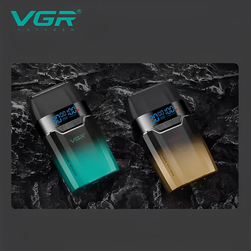 VGR New Shaver Gradient Color Body High end Hair Trimmer Intelligent Digital Display Shaver High speed Dual blade Shaver V-308