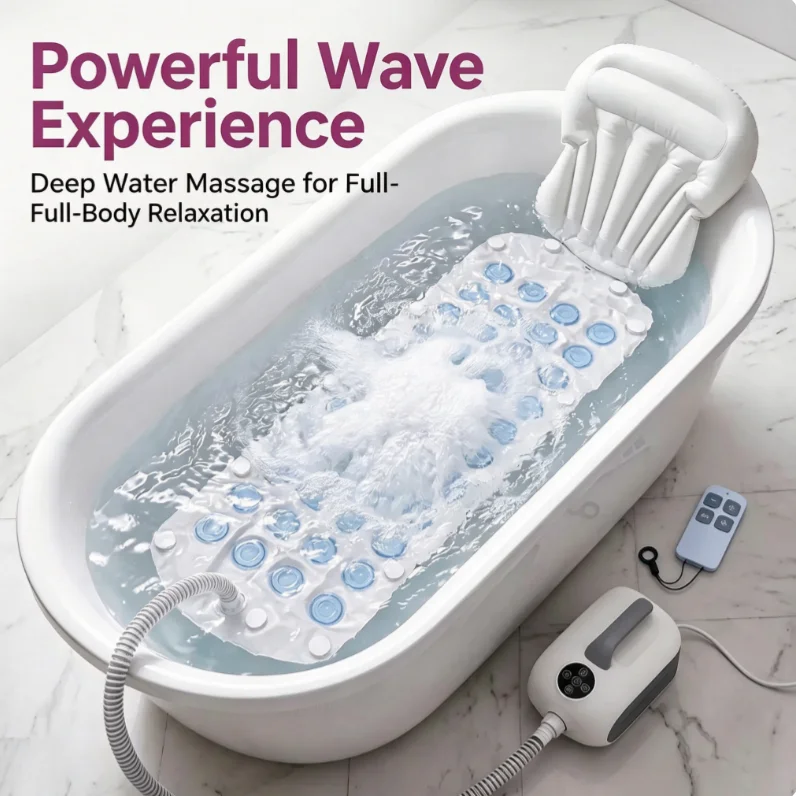 Bath Wave Spa Massage Mat Heated Bubble Bath Hydraulic Massager Portable Home SPA Bubble Bath Machine Wave Massage Mat