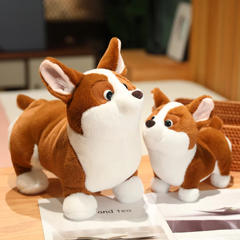 Adorbale Plush Corgi Dog Toy Stuffed Soft Animal Cartoon Pillow Kawaii Lifelike Puppy Doll Lovely Gifts for Children Girl